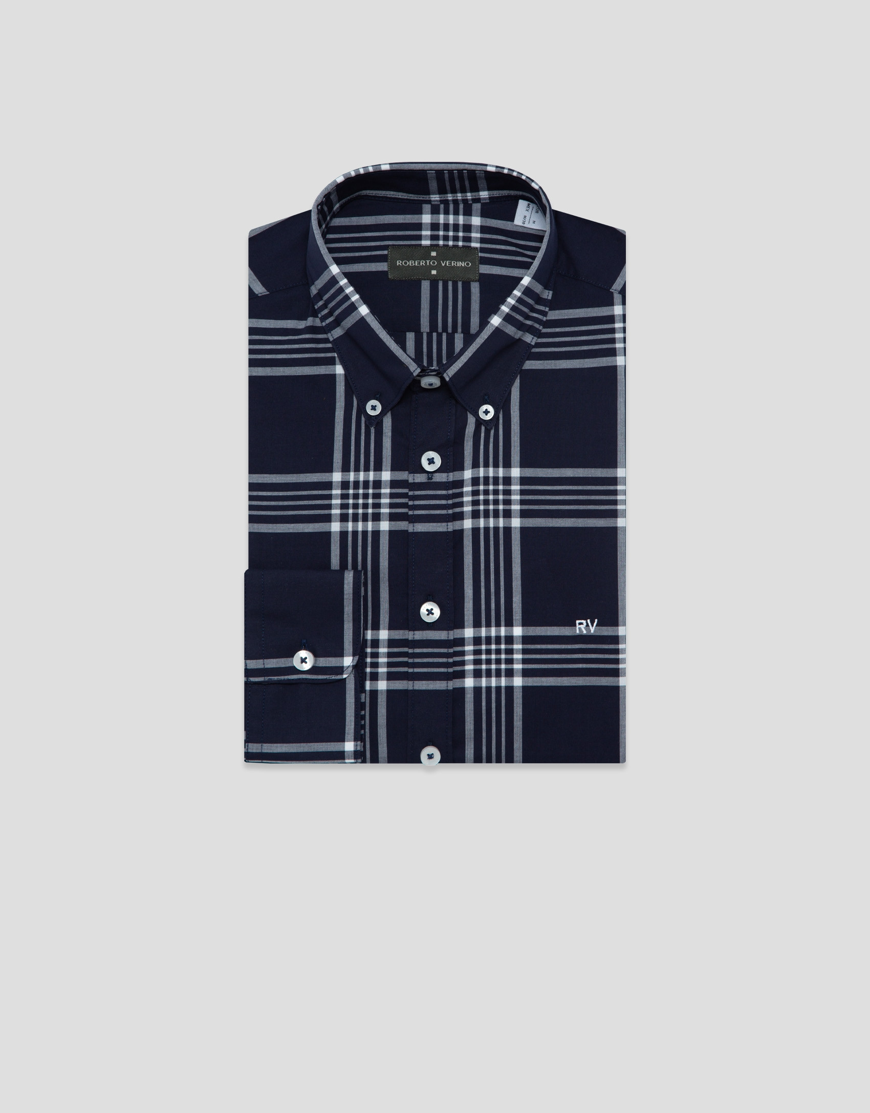 Camisa sport regular cuadros marino perfil ... | Roberto Verino