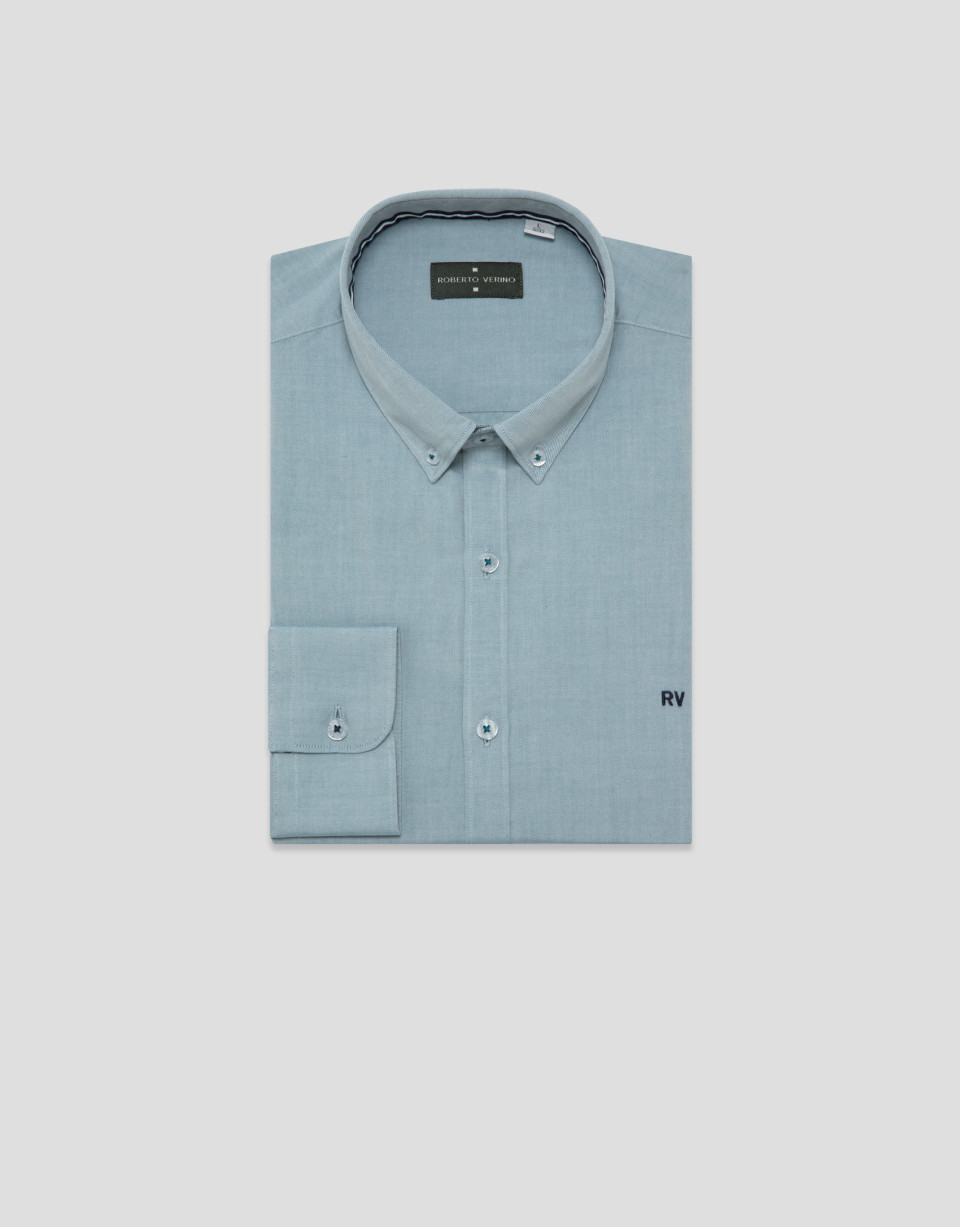 Camisa sport regular oxford verde azulado | Roberto Verino