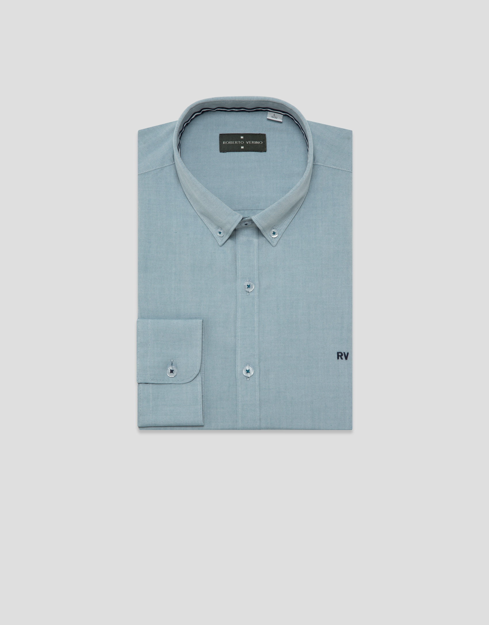 Camisa sport regular oxford verde azulado | Roberto Verino