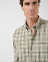 Regular fit khaki checked shirt with navy and... | Roberto Verino