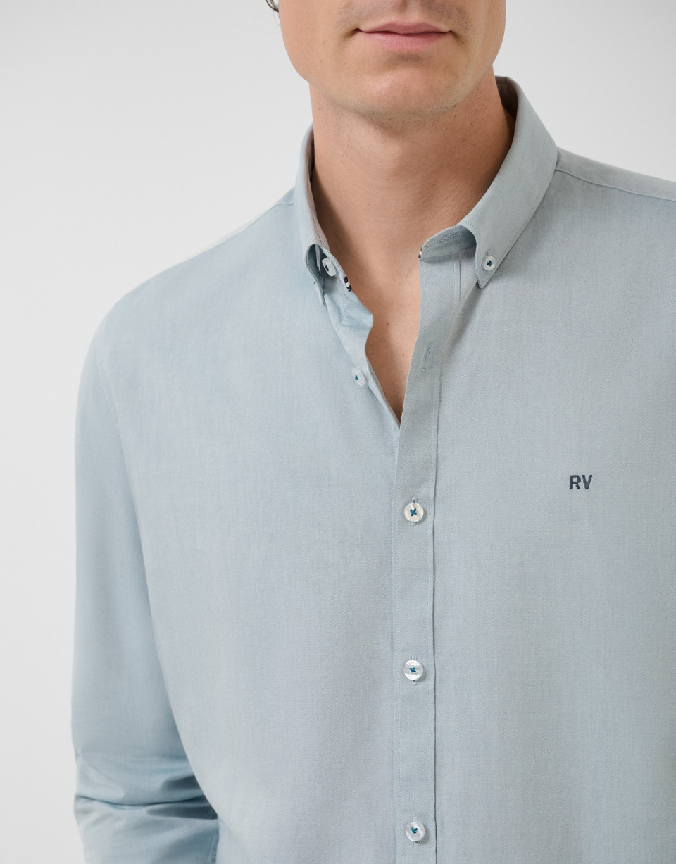 Camisa sport regular oxford verde azulado | Roberto Verino