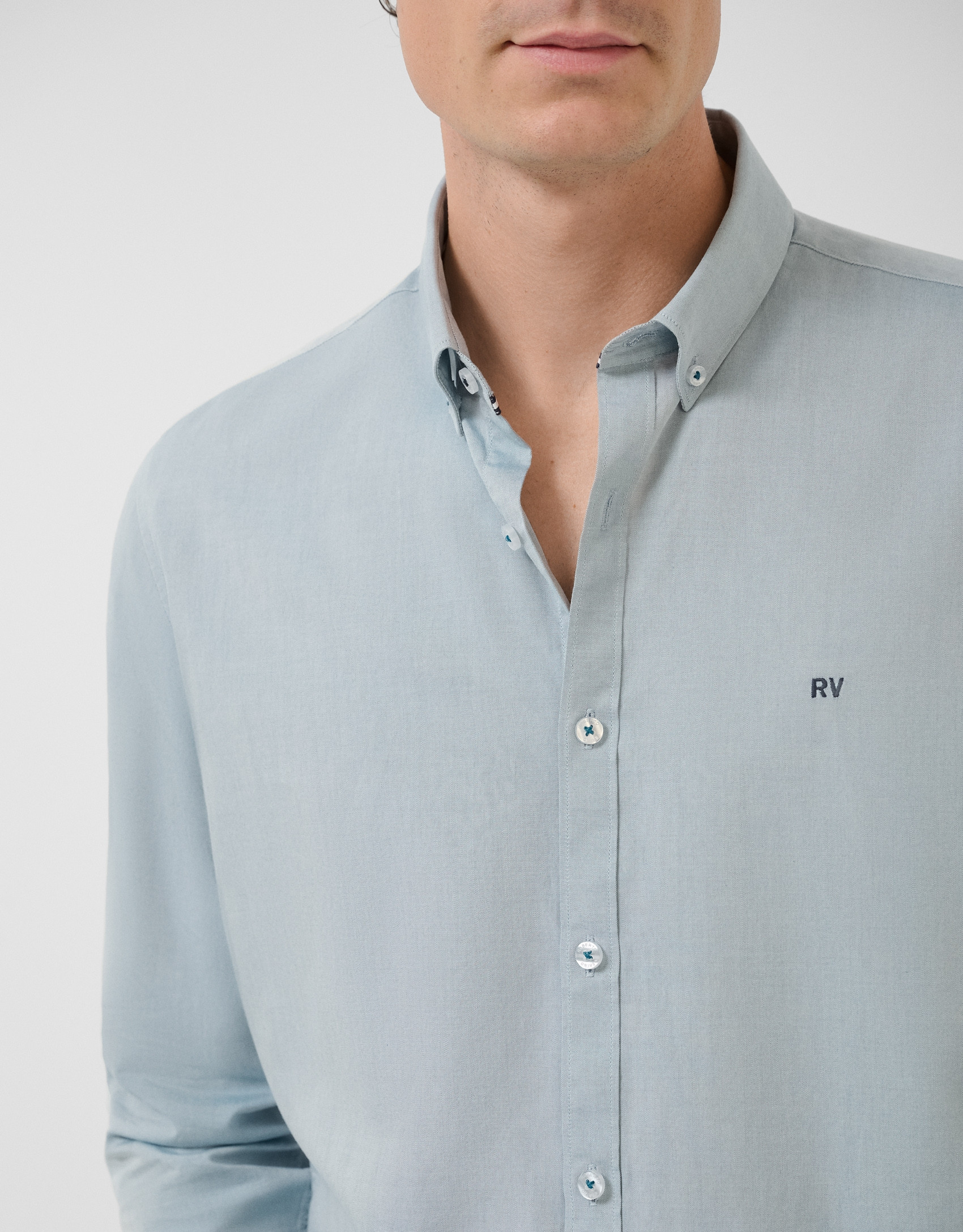 Camisa sport regular oxford verde azulado | Roberto Verino