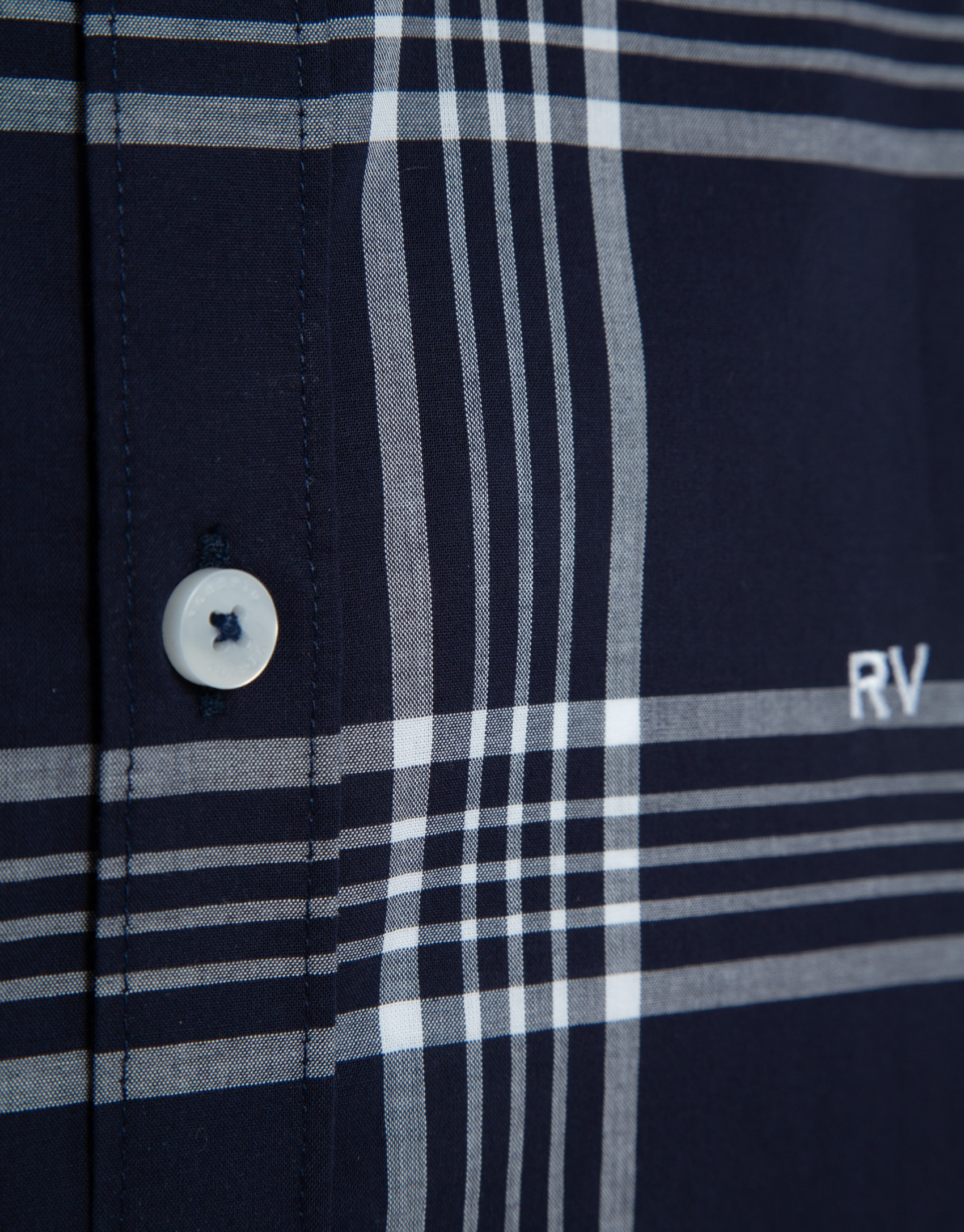 Regular navy blue checked shirt with white trim | Roberto Verino