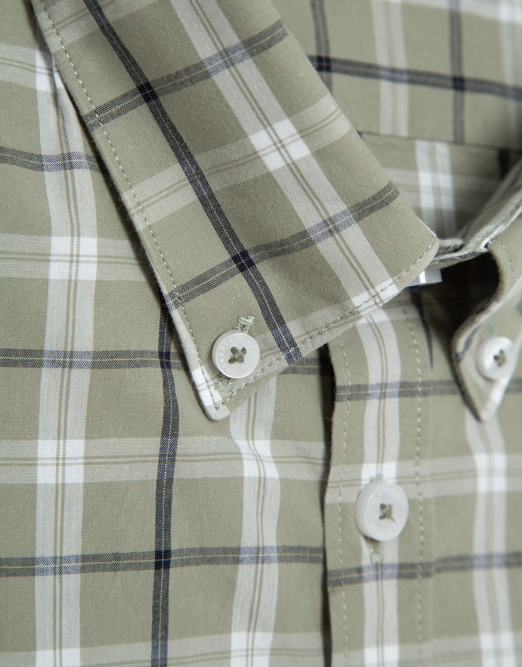 Camisa sport regular cuadros caqui perfiles ... | Roberto Verino