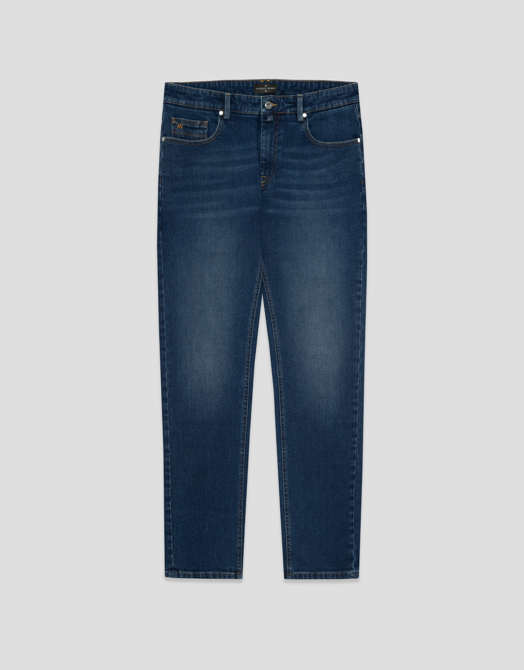 Regular fit medium blue men's denim trousers | Roberto Verino