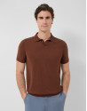 Brown high twist knitted polo shirt - Man | Roberto Verino