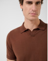 Brown high twist knitted polo shirt - Man | Roberto Verino