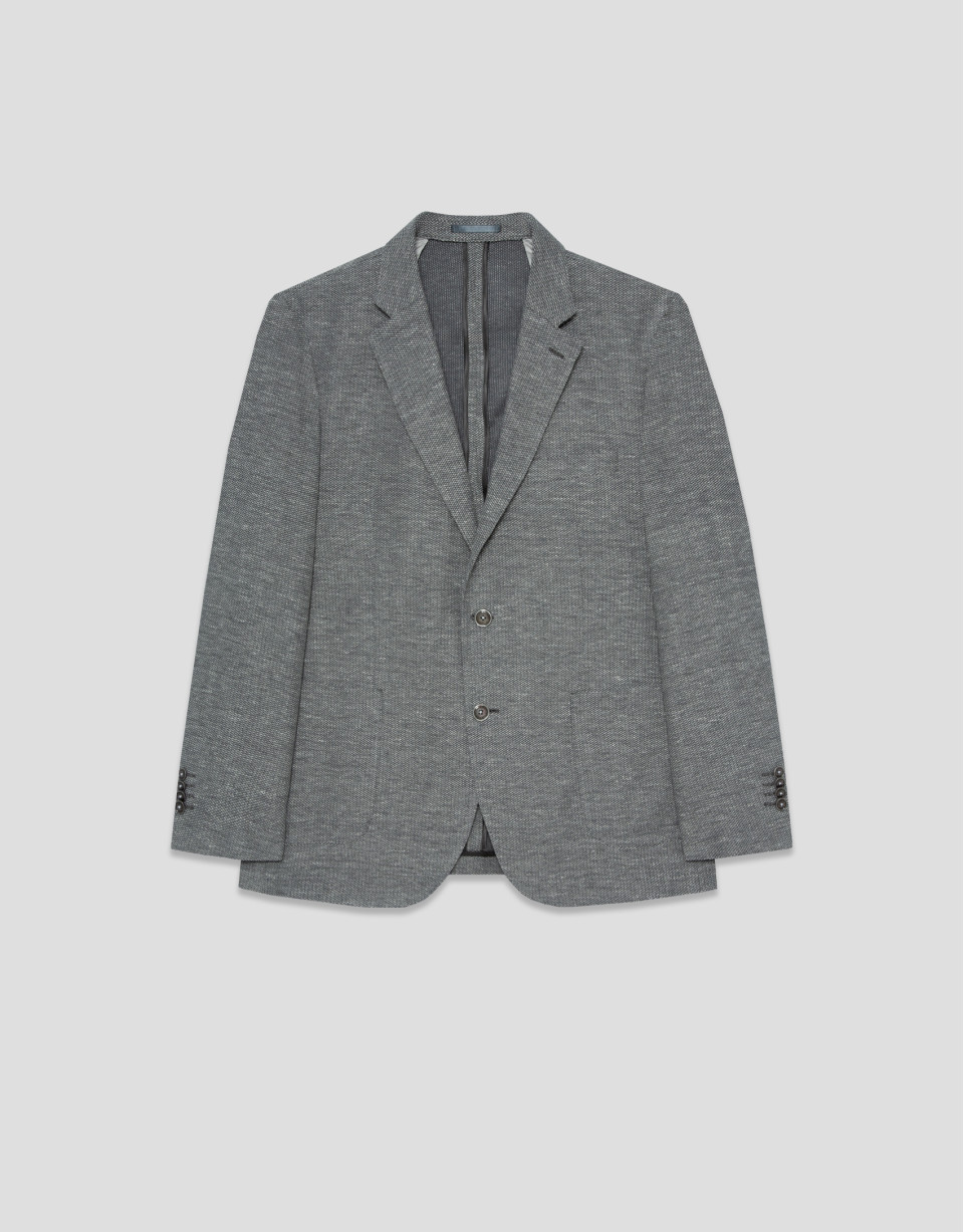 Comfortable grey cotton blend knit jacket - Man | Roberto Verino