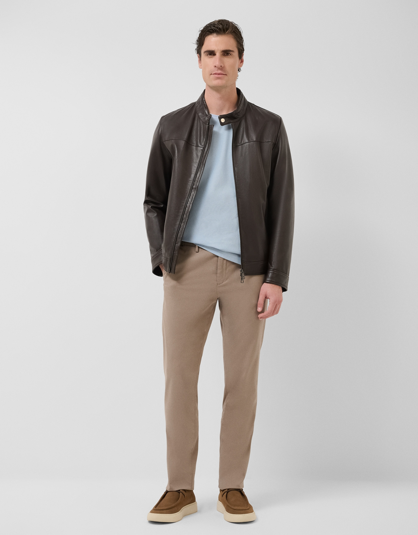 Brown nappa leather jacket - Man - SS2026 | Roberto Verino