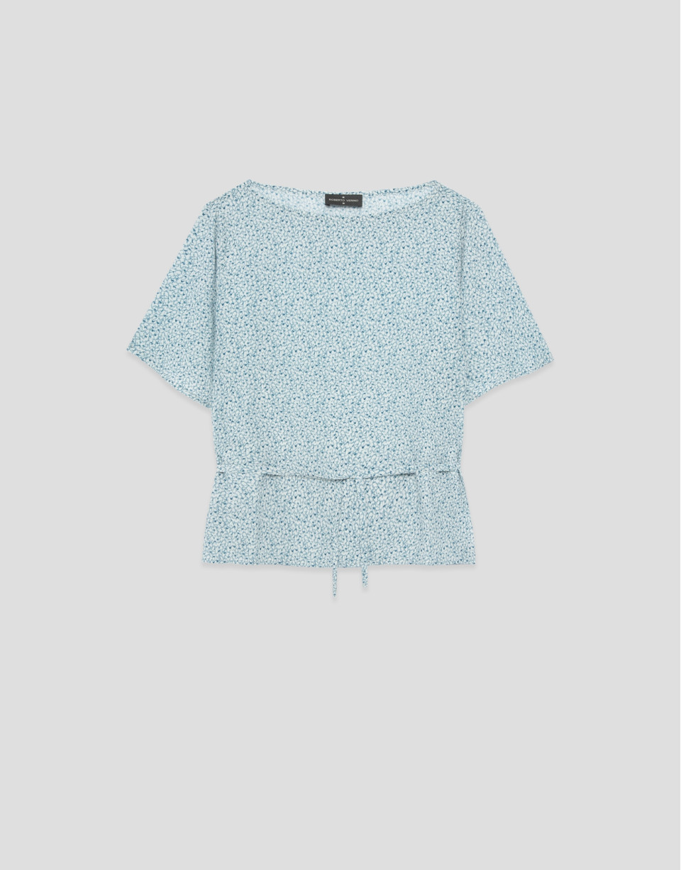 Blusón en crepe estampado tonos azules - Mujer | Roberto Verino