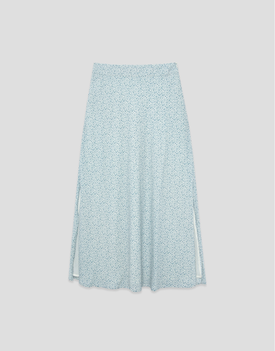 Falda midi con aberturas en crepé estampado ... | Roberto Verino