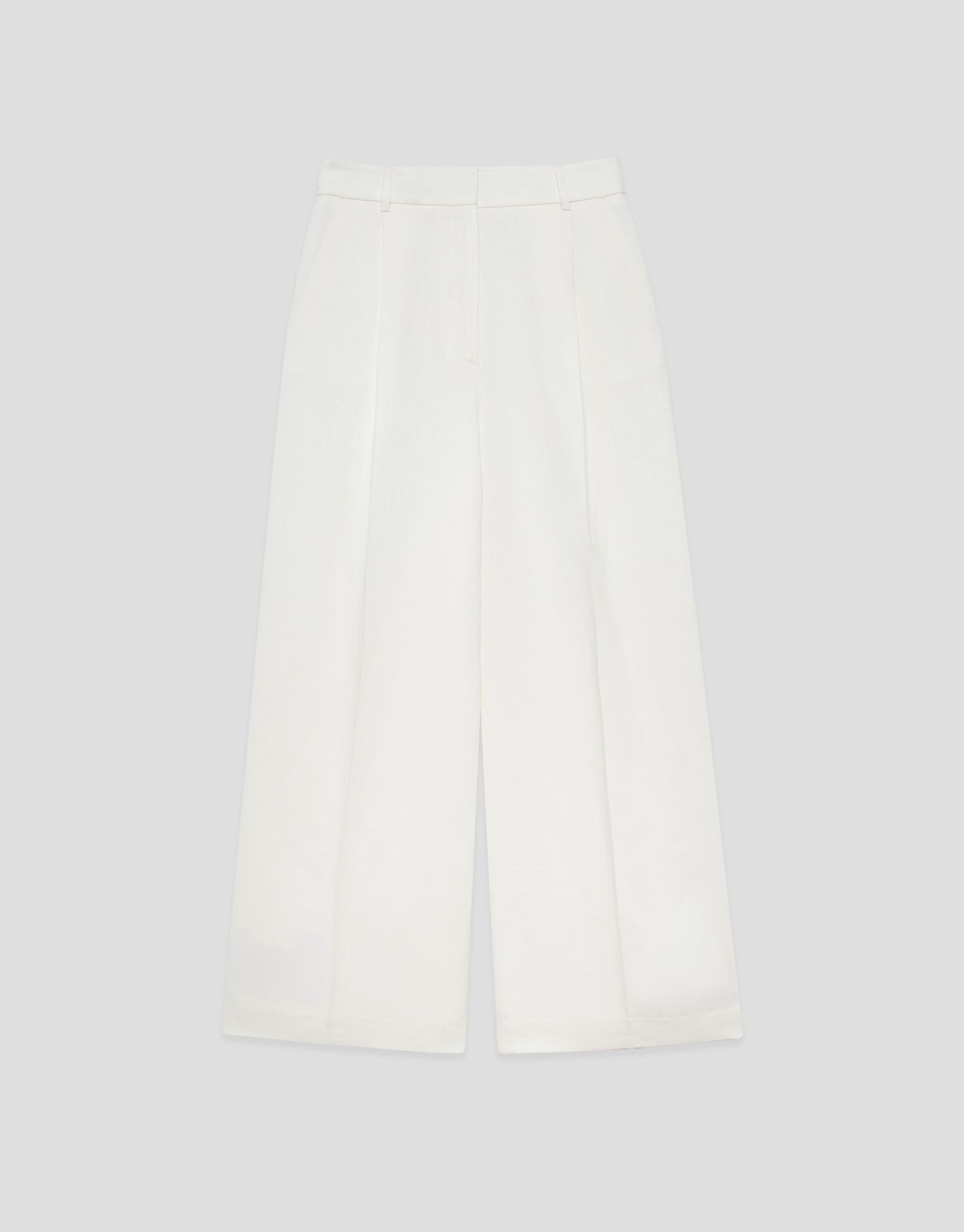 Pantalón ancho con pinzas mezcla lino blanco... | Roberto Verino