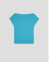 Camiseta escote drapeado azul turquesa - Mujer | Roberto Verino