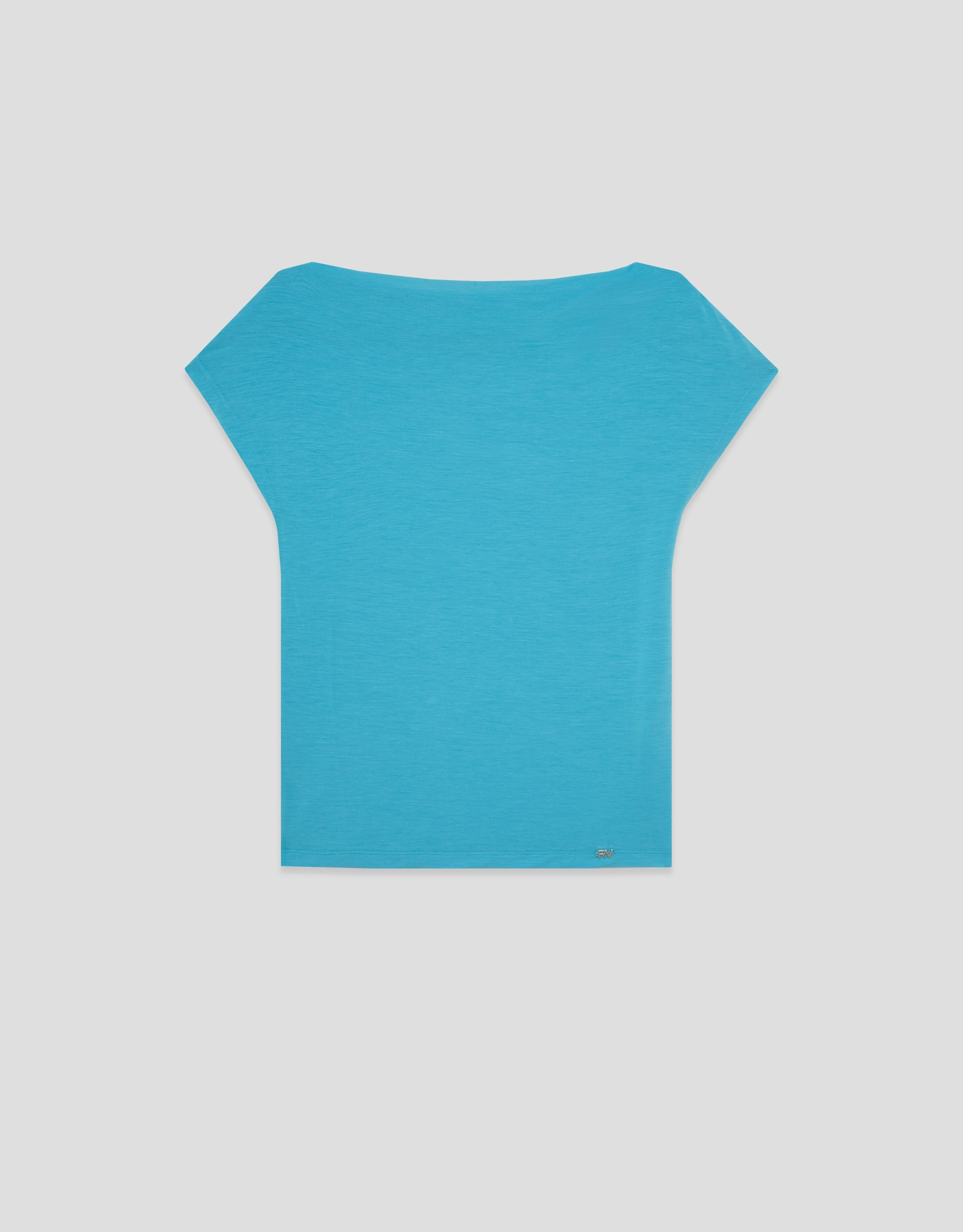 Camiseta escote drapeado azul turquesa - Mujer | Roberto Verino
