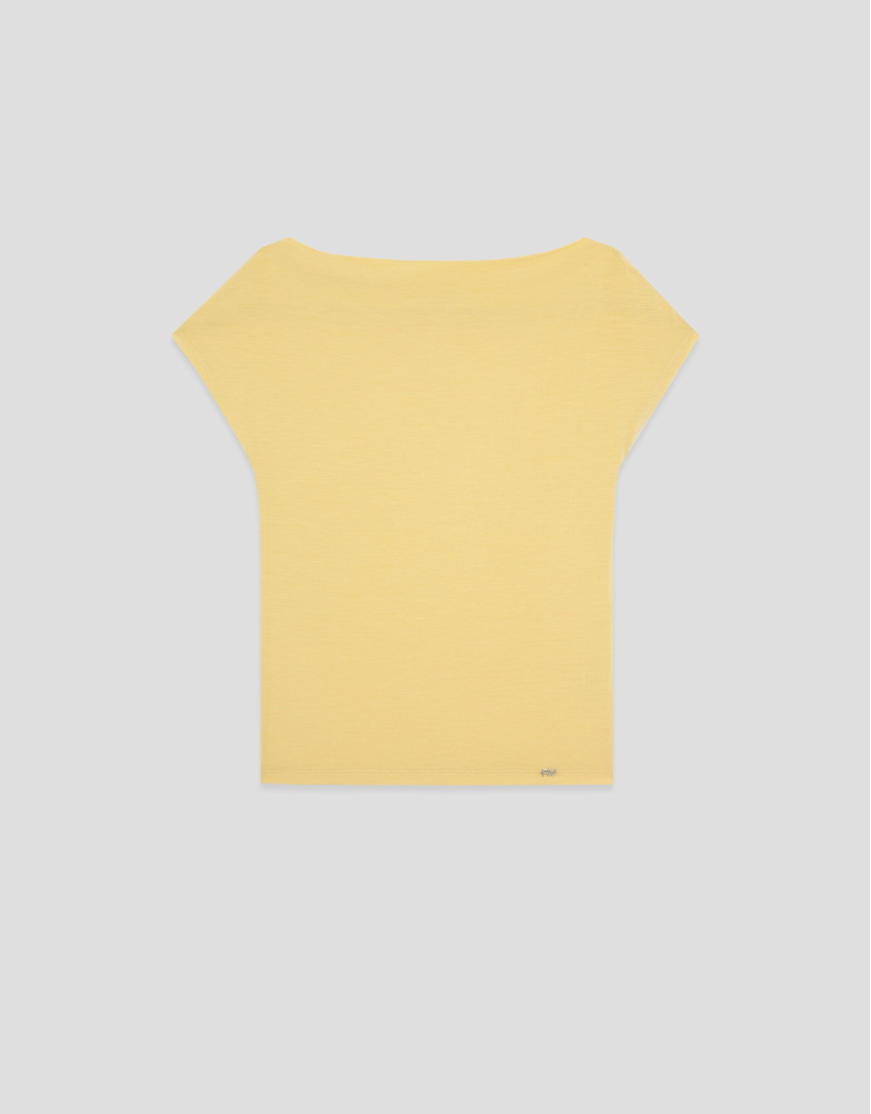 Camiseta escote drapeado amarilla - Mujer | Roberto Verino