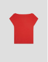 Red draped neckline T-shirt - Woman - SS2026 | Roberto Verino