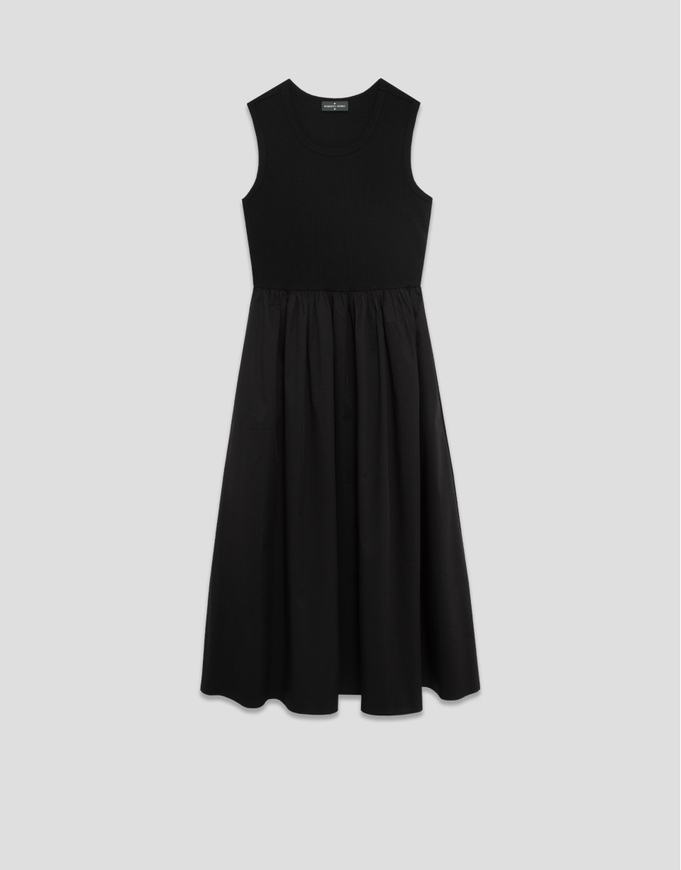 Vestido en tejido combinado punto y algodón ... | Roberto Verino