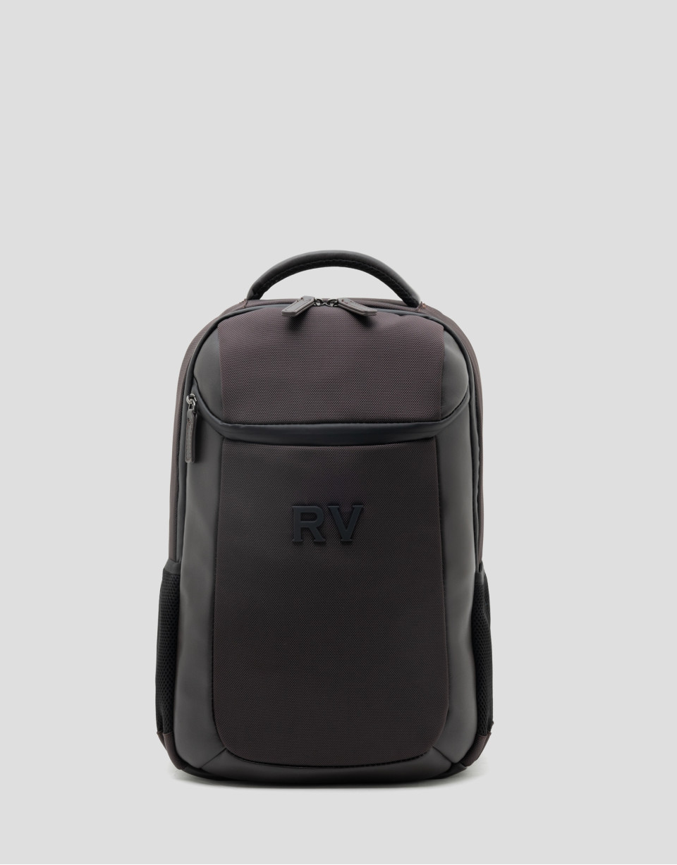 Mochila Mim nailon y piel marrón - Hombre | Roberto Verino