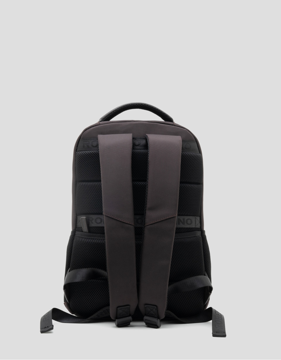 Mochila Mim nailon y piel marrón - Hombre | Roberto Verino