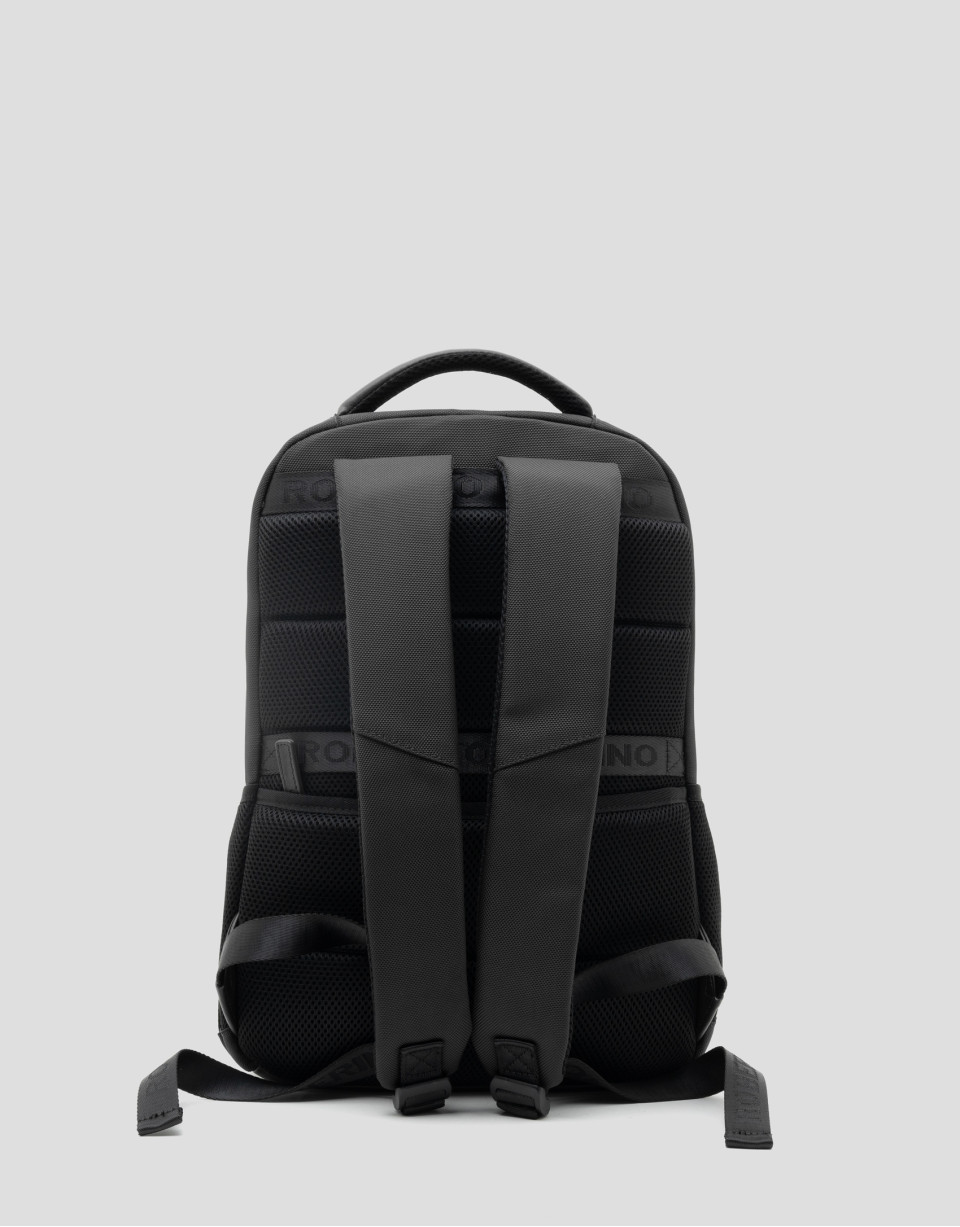 Mochila Mim nailon y piel negra - Hombre | Roberto Verino