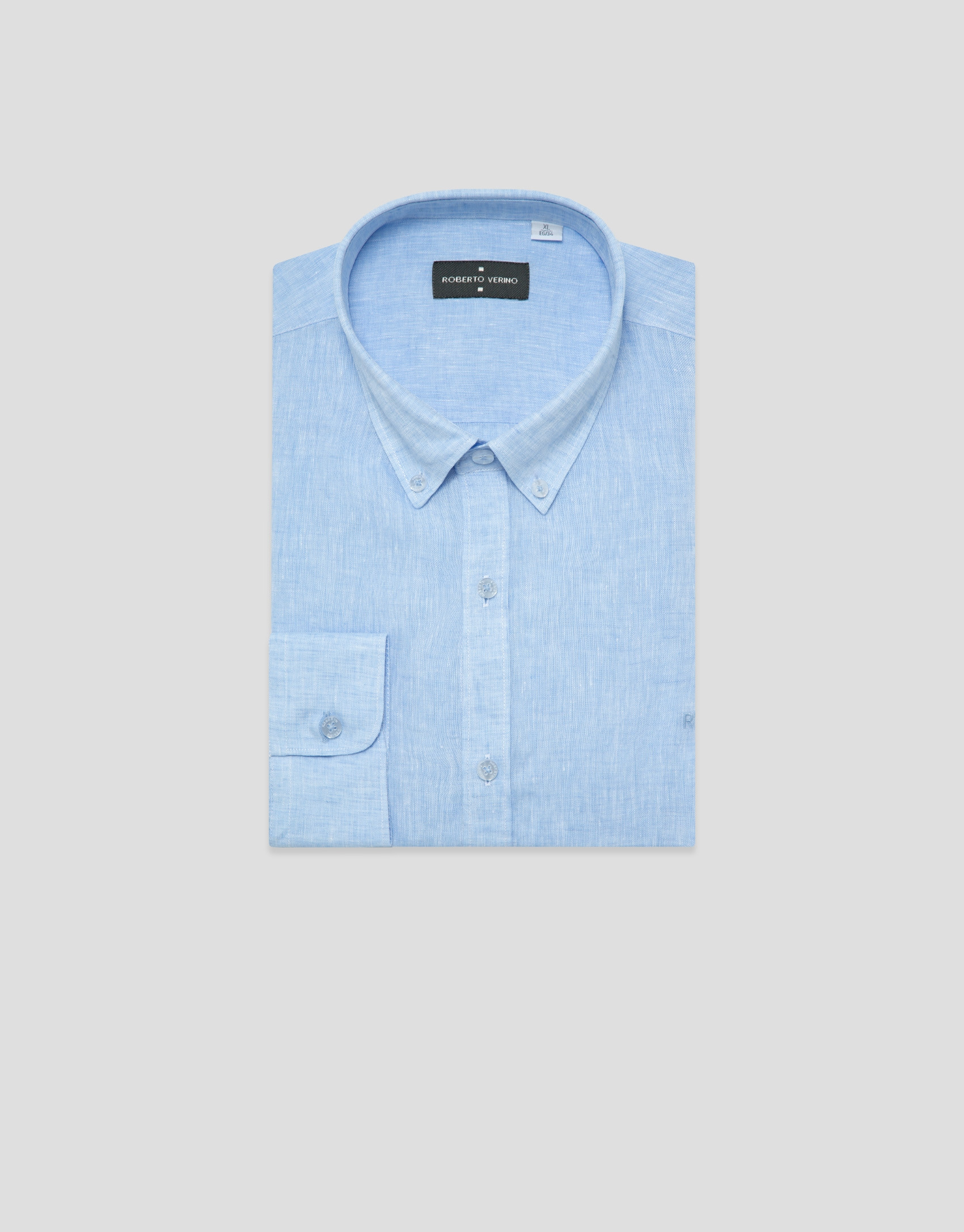 Regular fit light blue linen sports shirt - Man | Roberto Verino