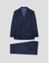 Half canvas suit in blue checked wool - Man | Roberto Verino