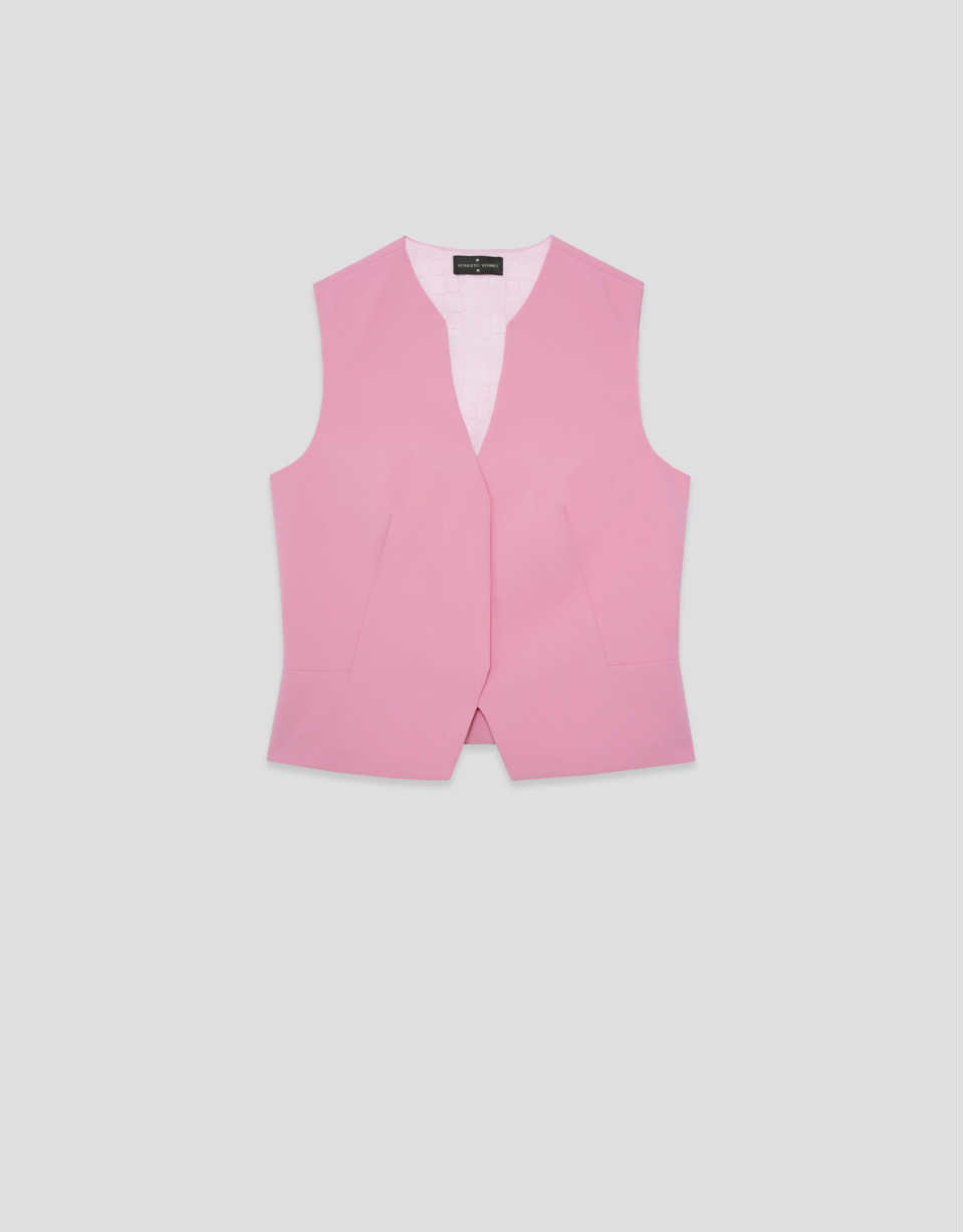 Structured pink crepe top - Woman - SS2026 | Roberto Verino