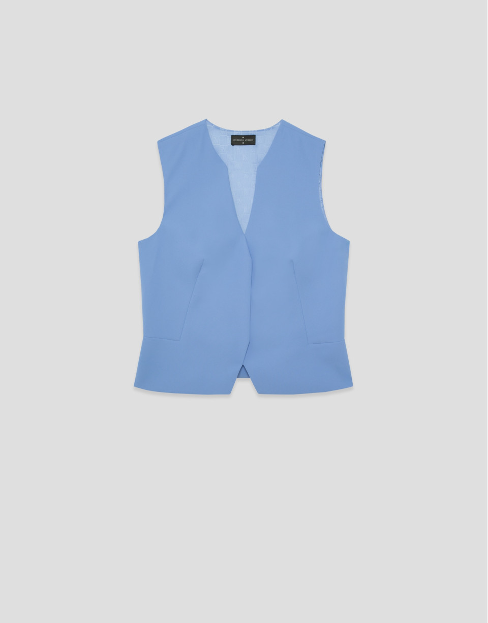 Structured blue crepe top - Woman - SS2026 | Roberto Verino