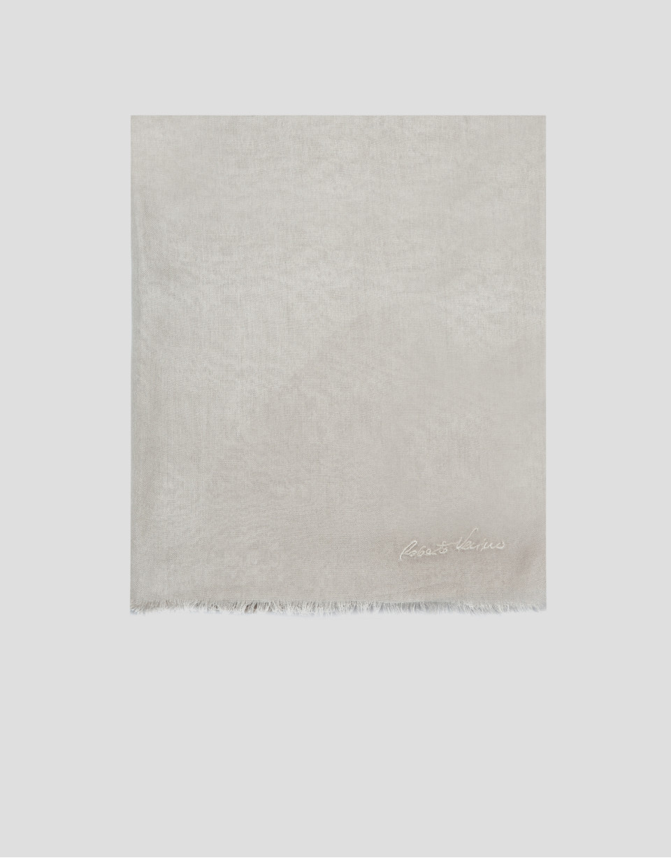 Fular modal beige con firma bordada - Mujer | Roberto Verino