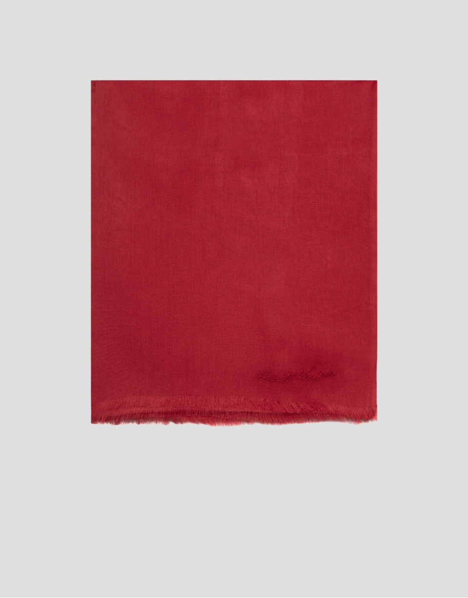 Red modal scarf with embroidered signature | Roberto Verino