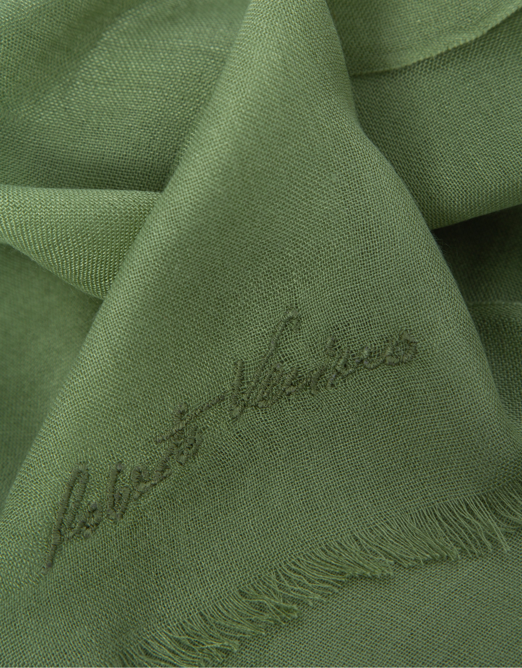 Fular modal verde con firma bordada - Mujer | Roberto Verino