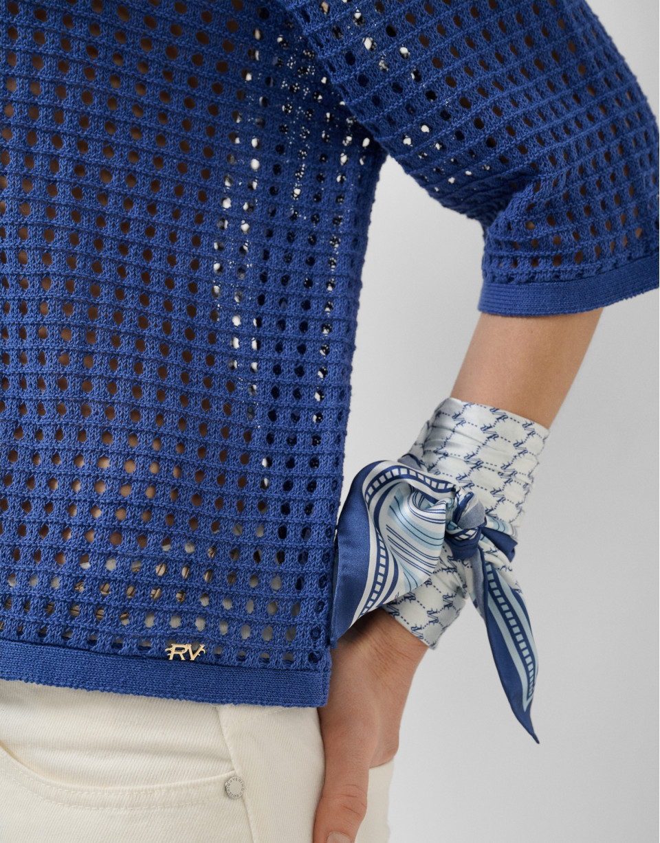 Pañuelo seda diseño corbatero tonos azules | Roberto Verino