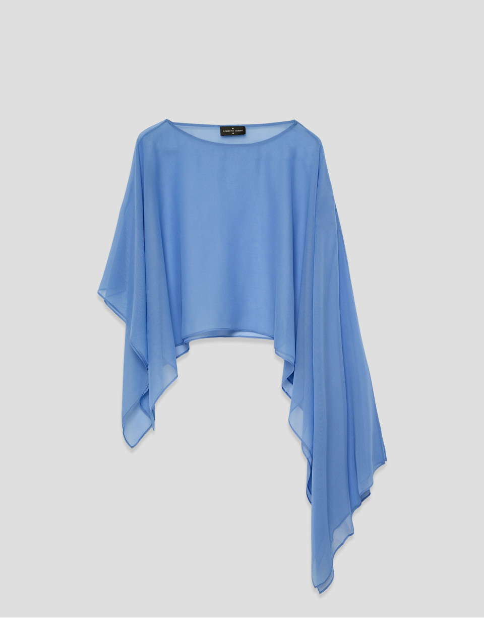Blue silk shawl - Woman - SS2026 | Roberto Verino
