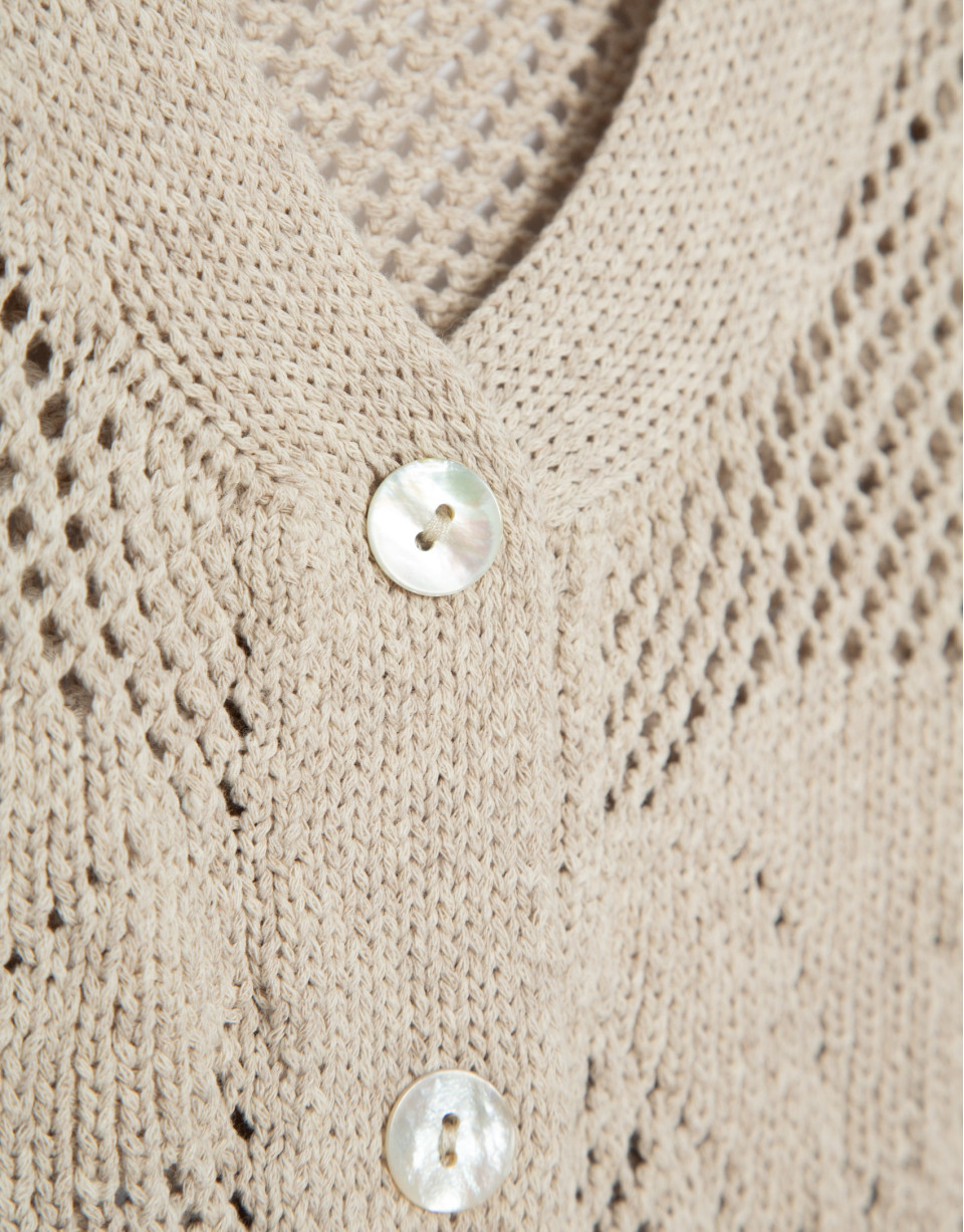 Short-sleeved jacket with floral cut-outs in ... | Roberto Verino