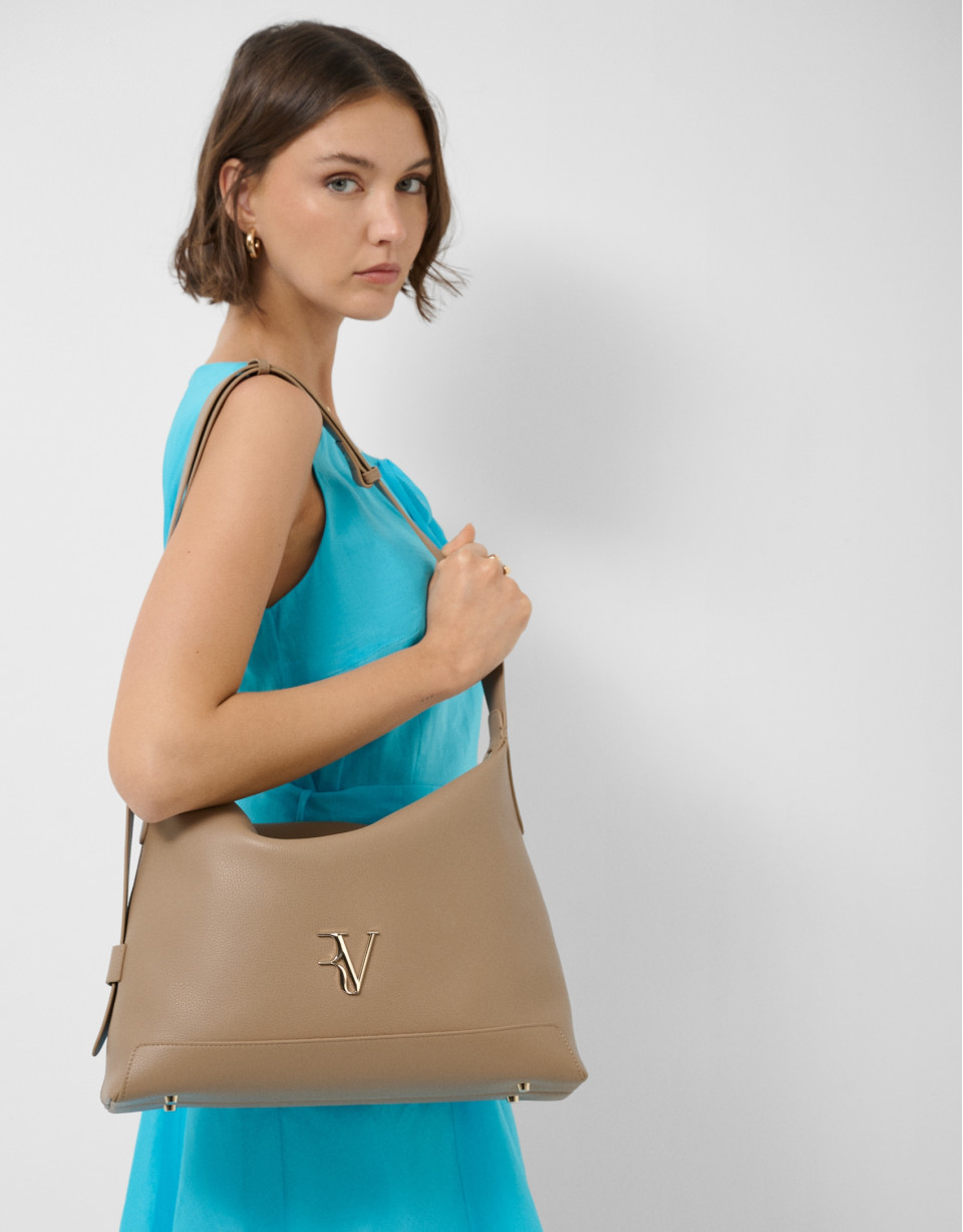 Lila camel leather hobo bag - Woman - SS2026 | Roberto Verino