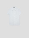 White cotton seersucker short-sleeved blouse ... | Roberto Verino