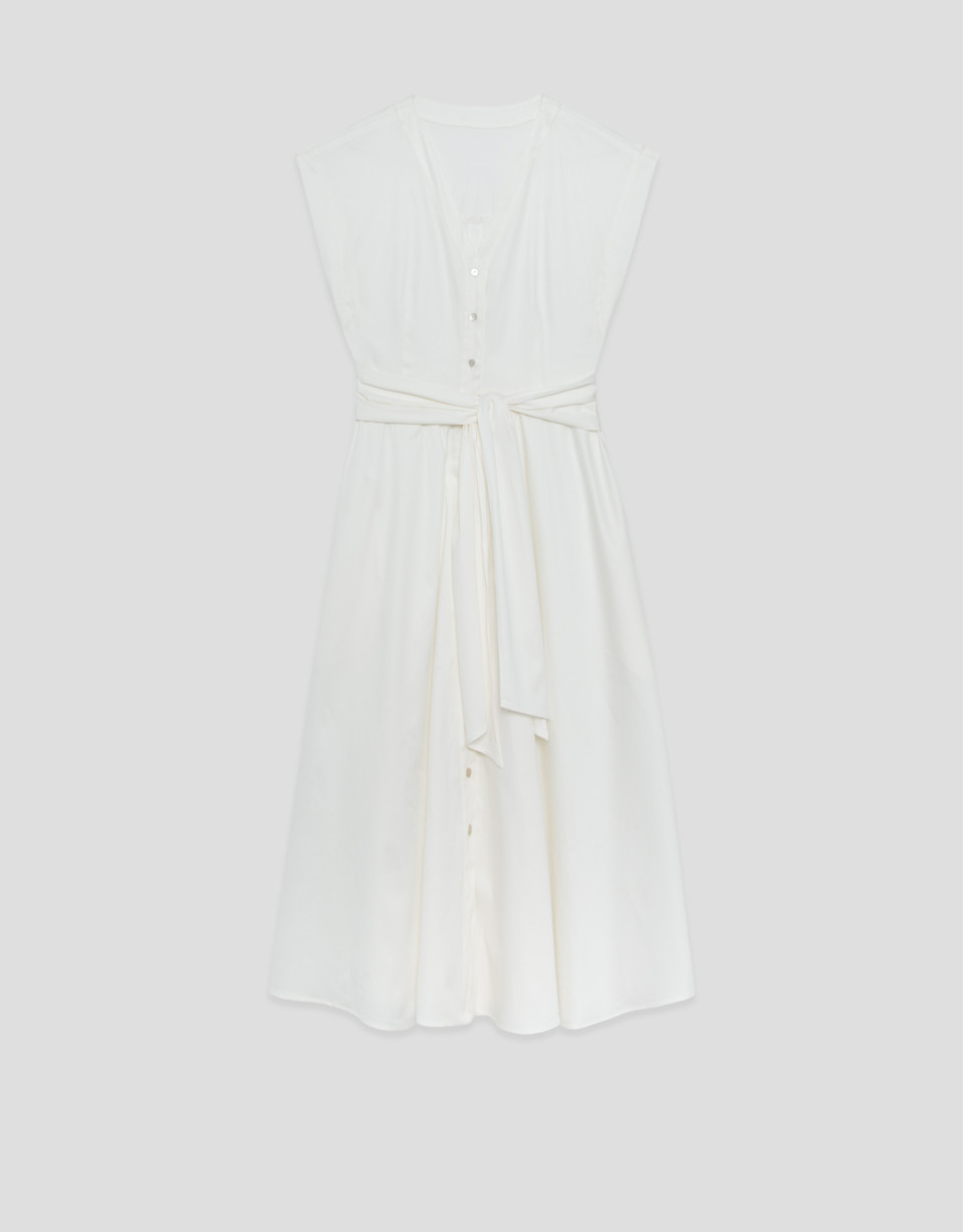 Vestido camisero escote pico crudo - Mujer | Roberto Verino