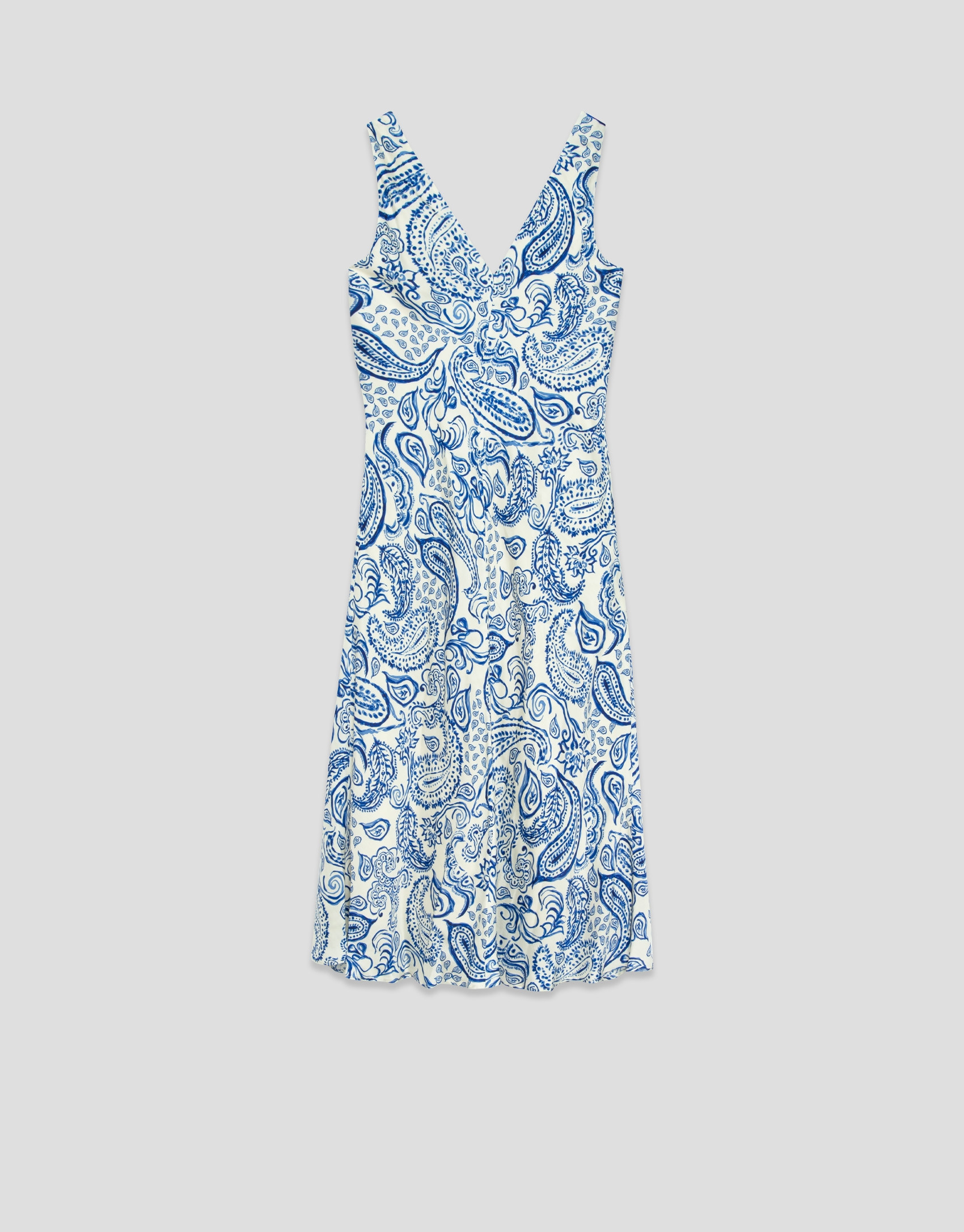 Vestido sin mangas estampado paisley azul y ... | Roberto Verino
