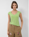 Camiseta hombro fruncido verde - Mujer - PV2026 | Roberto Verino