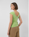 Camiseta hombro fruncido verde - Mujer - PV2026 | Roberto Verino