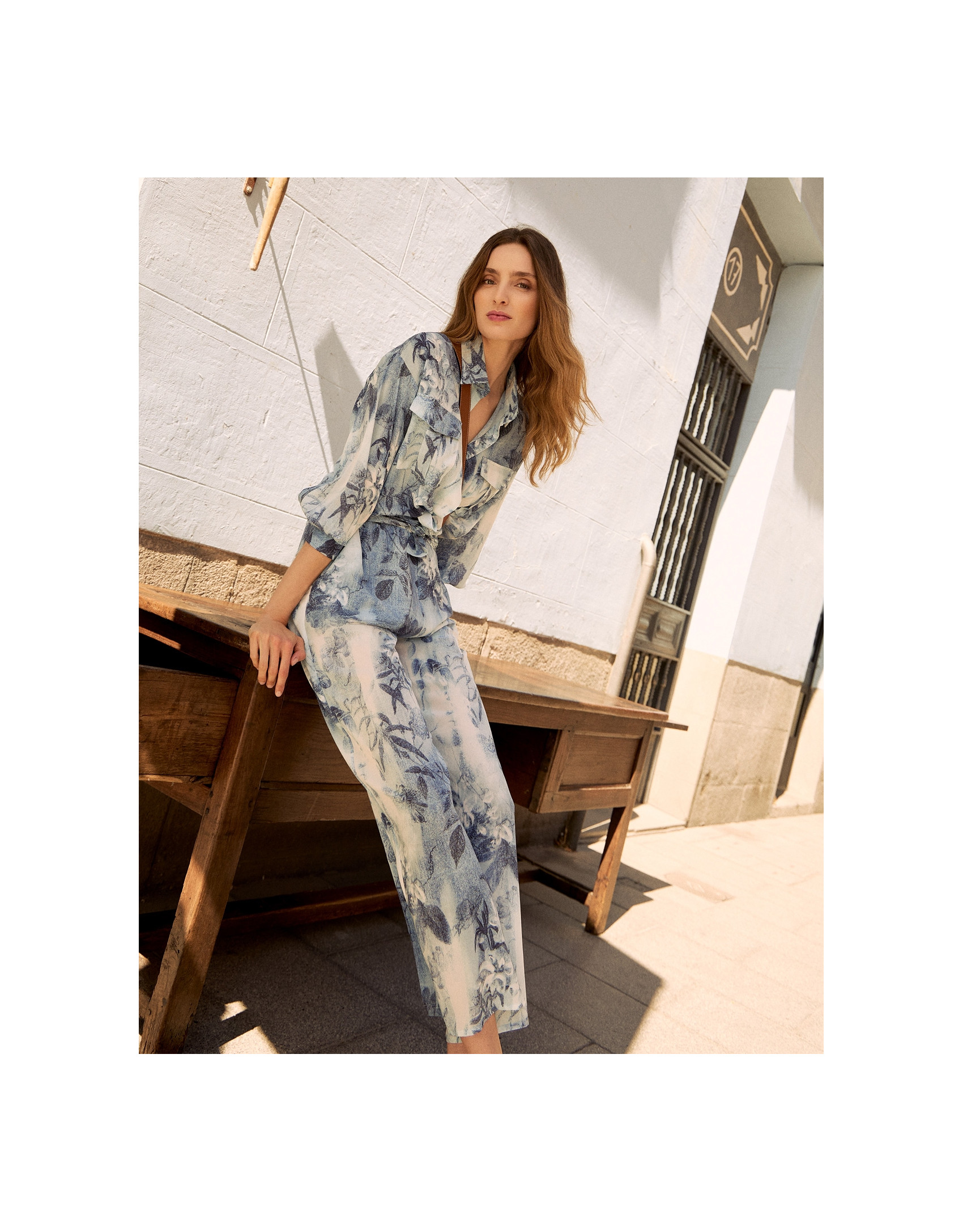 Pantalón palazzo crepé estampado floral ... | Roberto Verino