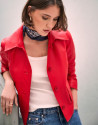 Chaqueta napa roja con pespuntes - Mujer | Roberto Verino