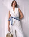 Long off-white linen blend waistcoat - Woman | Roberto Verino