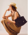 Paola Shopper shoulder bag in brown knotted ... | Roberto Verino