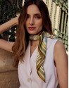 Green silk scarf with floral print - Woman | Roberto Verino