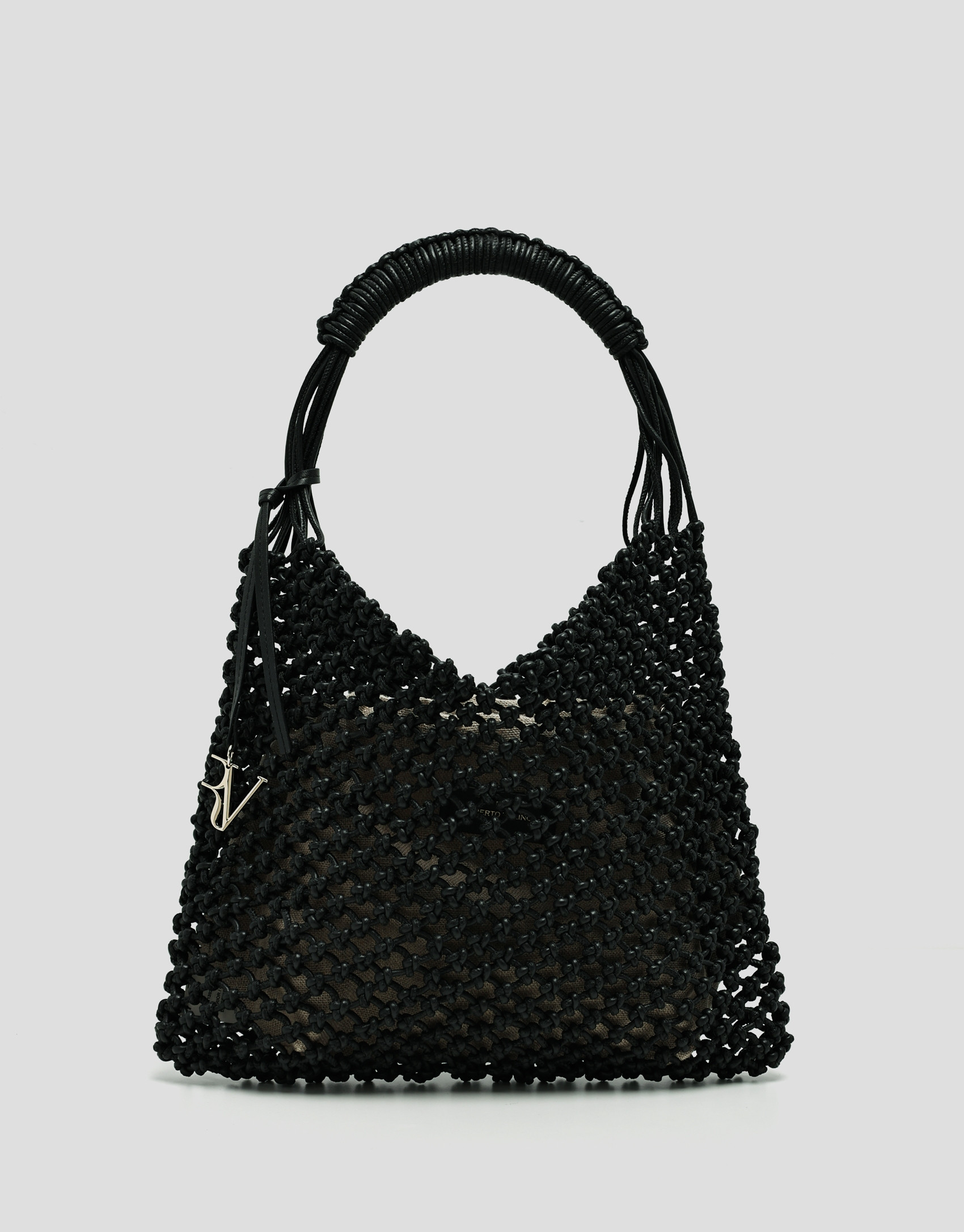 Alison knotted leather handbag in black - Woman | Roberto Verino