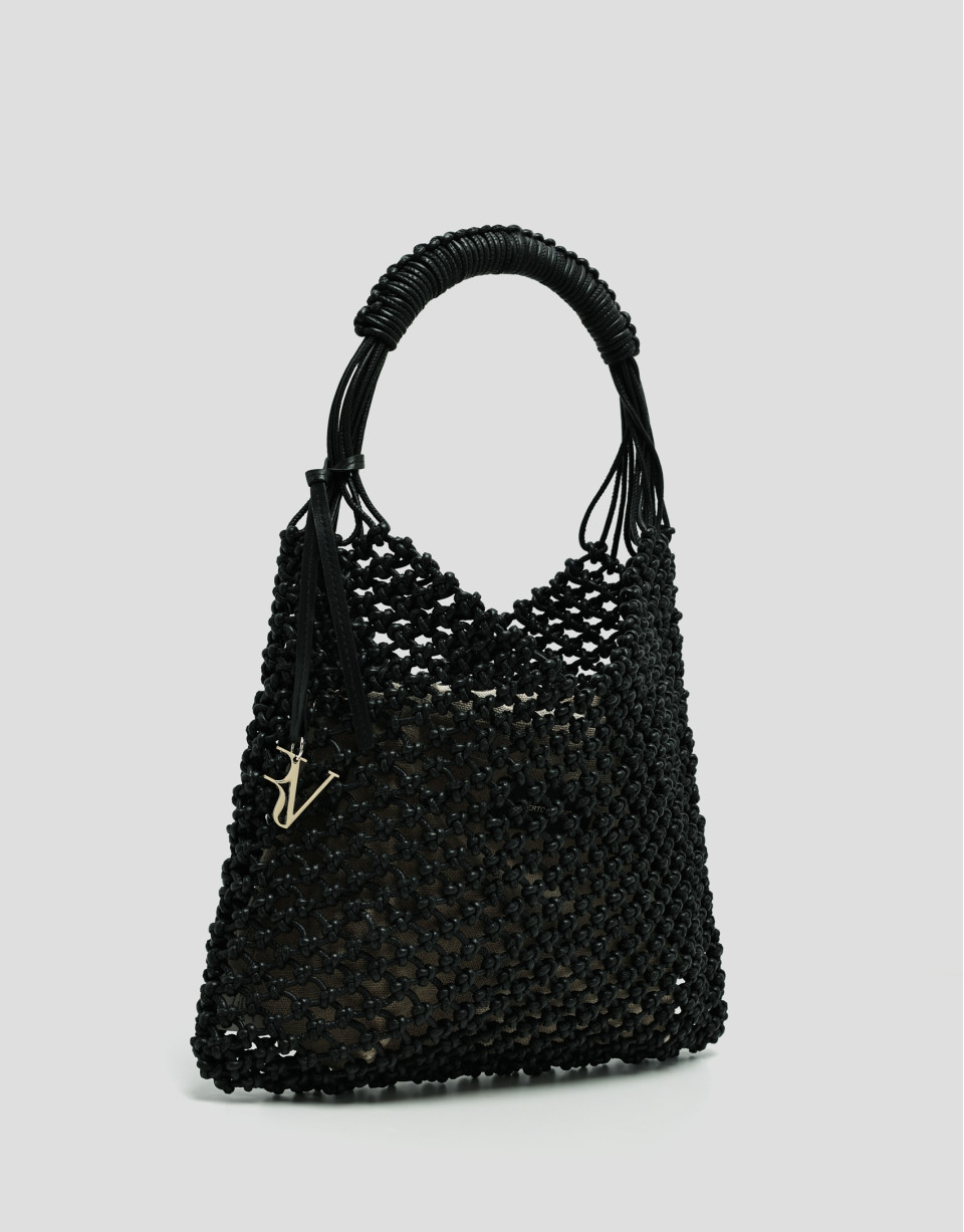 Alison knotted leather handbag in black - Woman | Roberto Verino