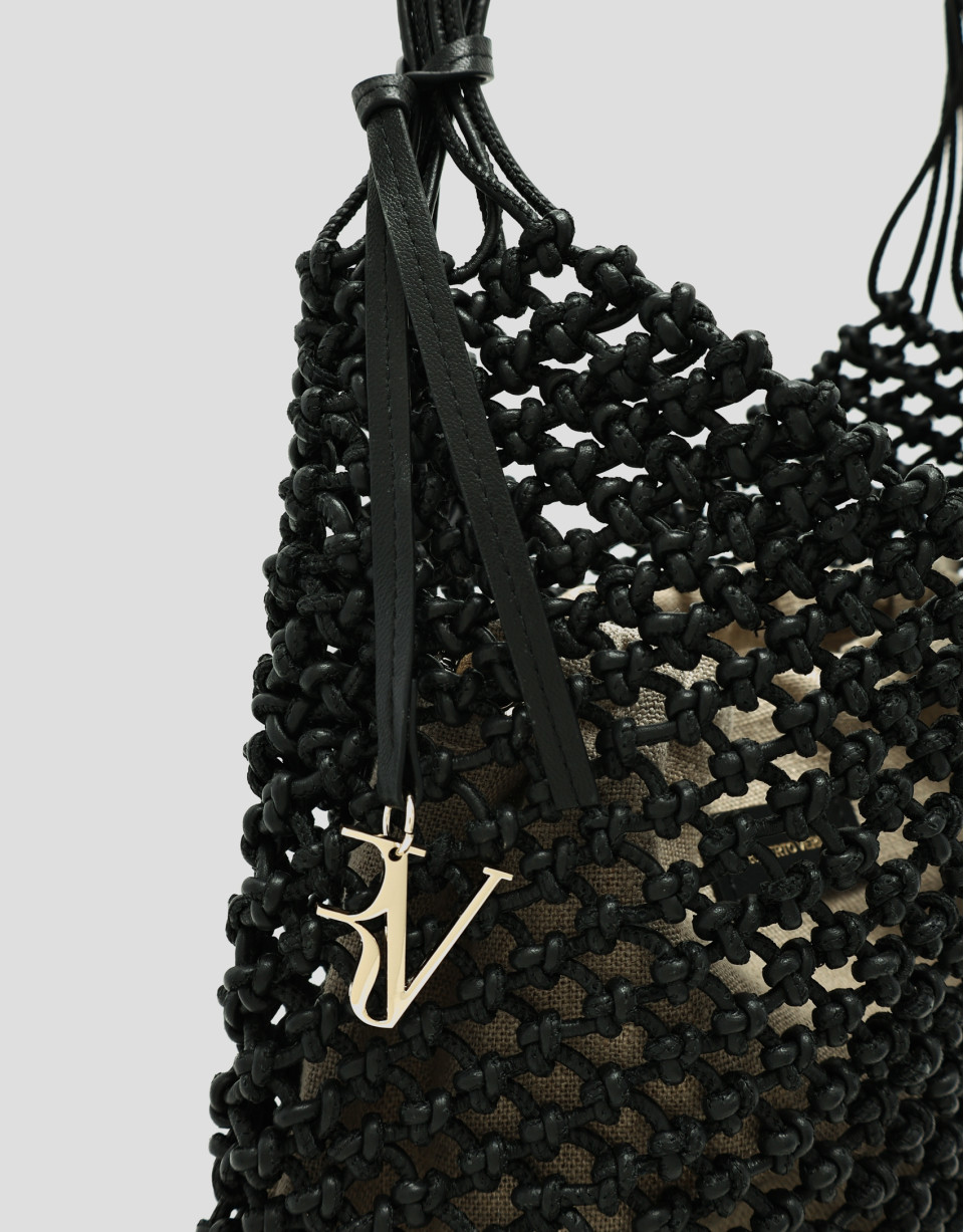 Alison knotted leather handbag in black - Woman | Roberto Verino