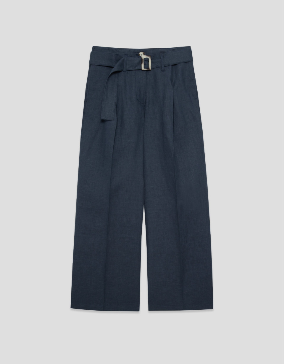 Pantalón fluido tonos azules con cinturón | Roberto Verino