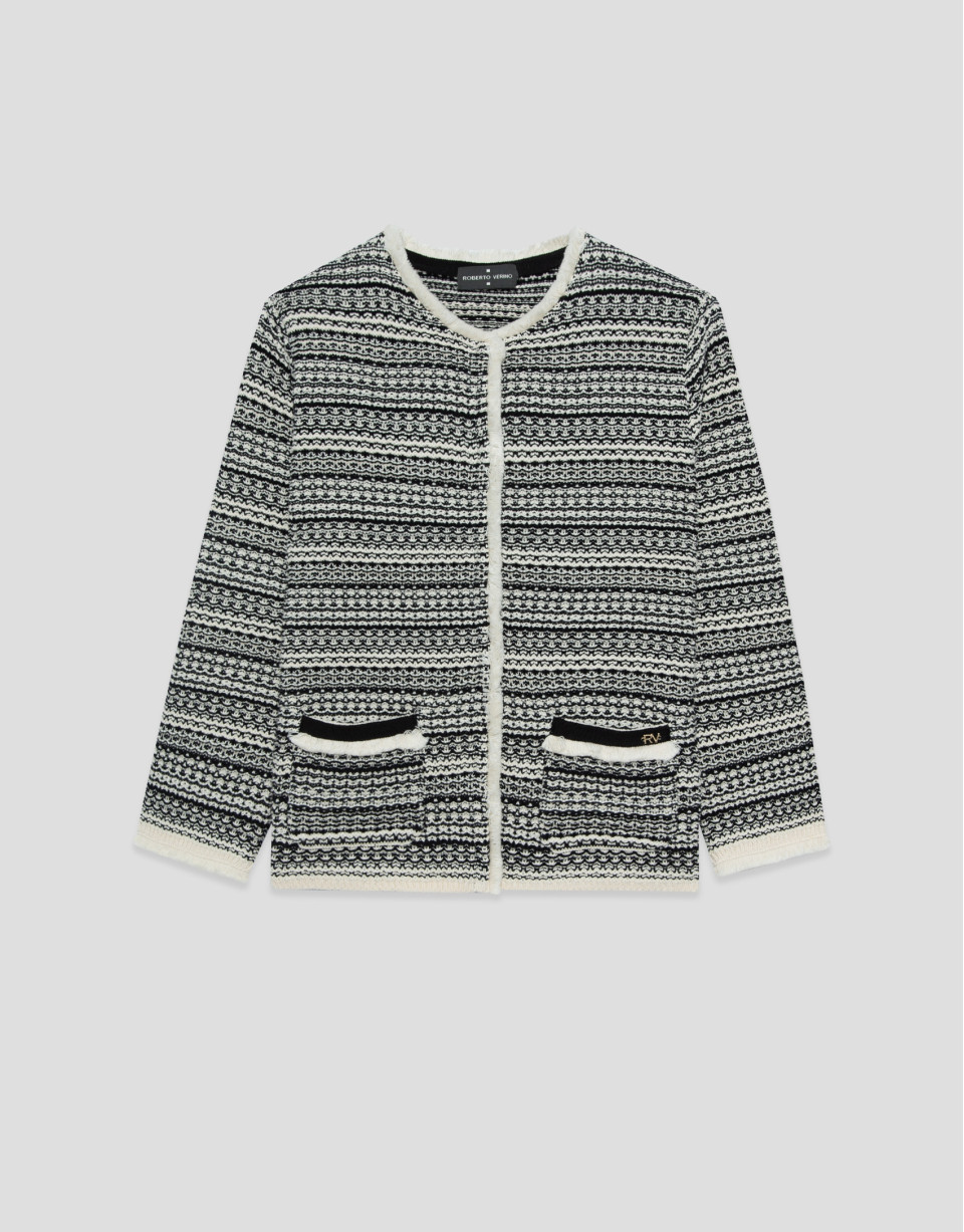 Chaqueta punto de algodón estructura blanco ... | Roberto Verino